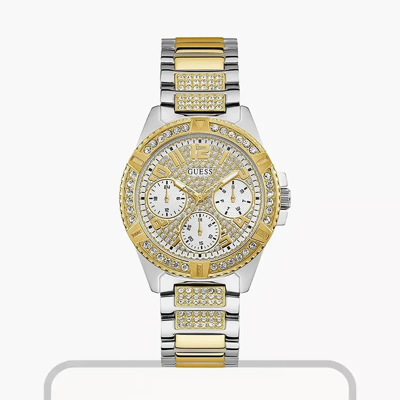 Guess Lady Frontier Crystal Gold Dial Ladies Watch- W1156L5